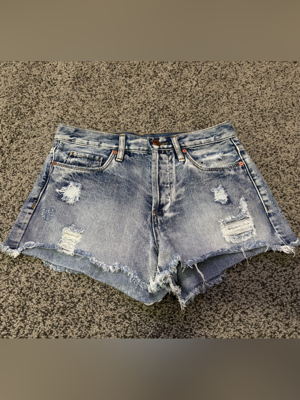 Blank NYC Light Blue Distressed Denim Shorts